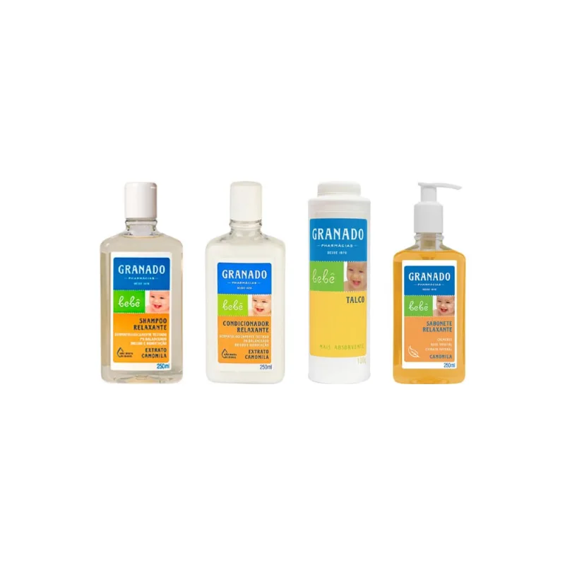 Kit Granado Bebe Camomila Shampoo + Cond + Talco + Sab liquido