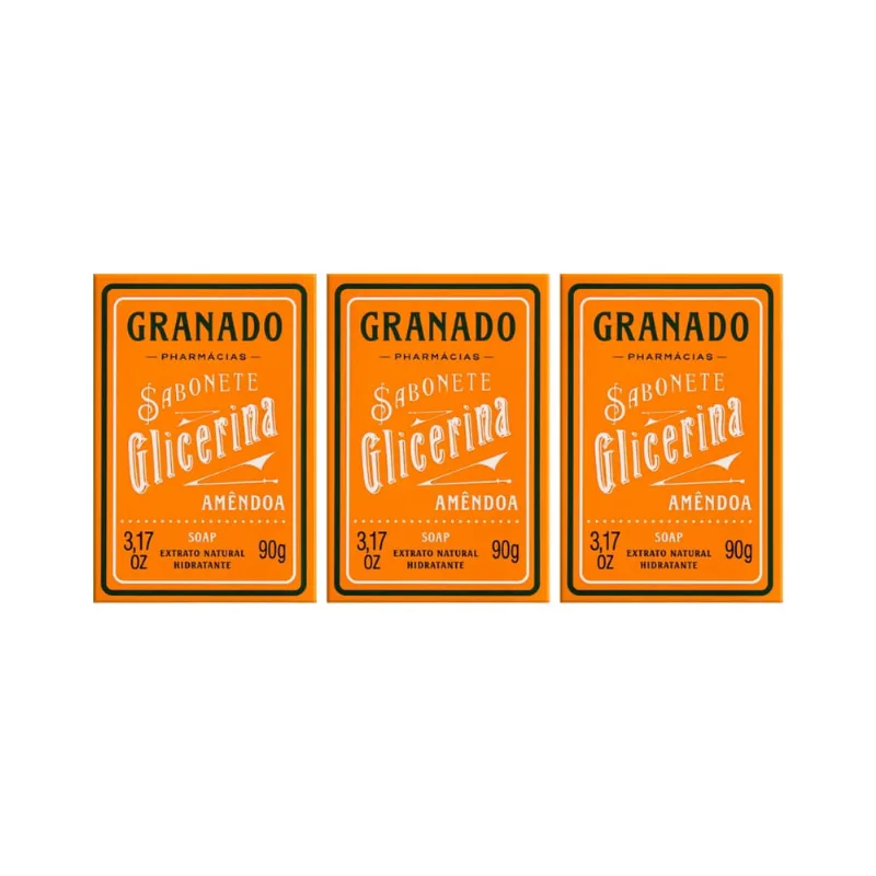 Sabonete Granado 90g Glicerina Amendoa-Kit C/3un