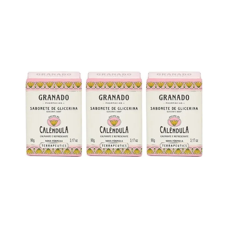 Sabonete Granado 90G Glicerina Calendula-Kit C/3Un