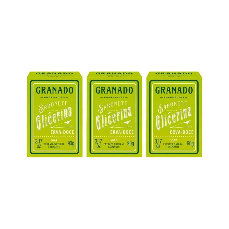 Sabonete Granado 90G Glicerina Erva Doce-Kit C/3Un