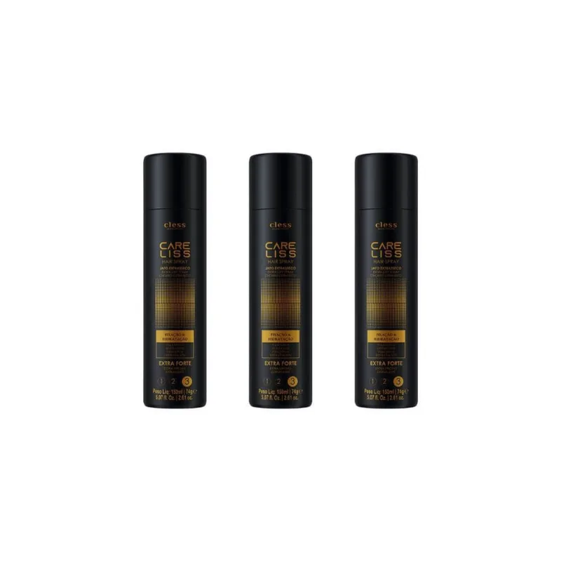 Hair Spray Fixador Care Liss Extra Forte 150Ml-Kit C/3Un