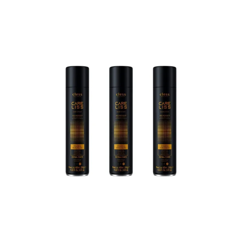 Hair Spray Fixador Care Liss Extra Forte 400ml-Kit C/3un