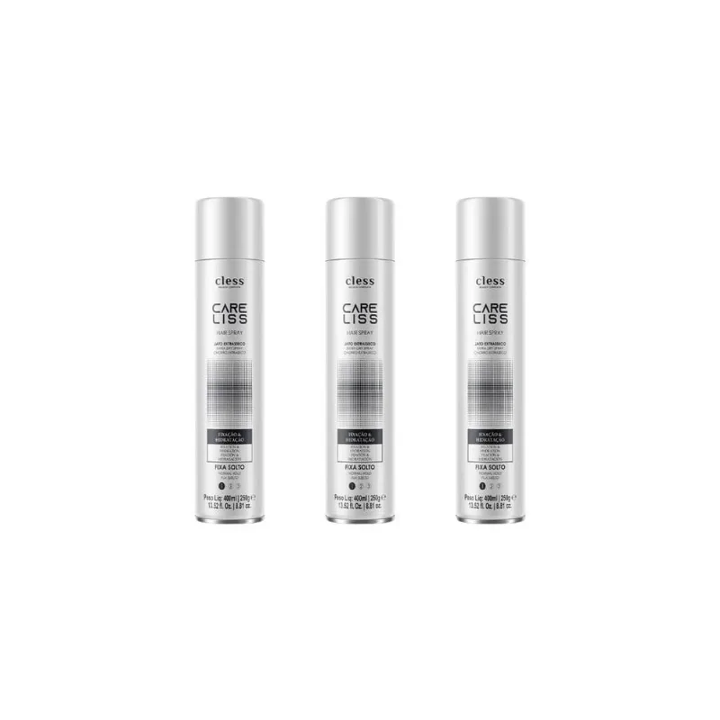 Hair Spray Fixador Care Liss Normal Fixa Solto 400Ml-Kit 3Un
