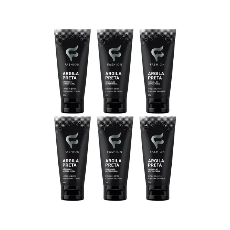 Mascara Facial Fashion Argila Preta Remove Cravos 30g - 6un