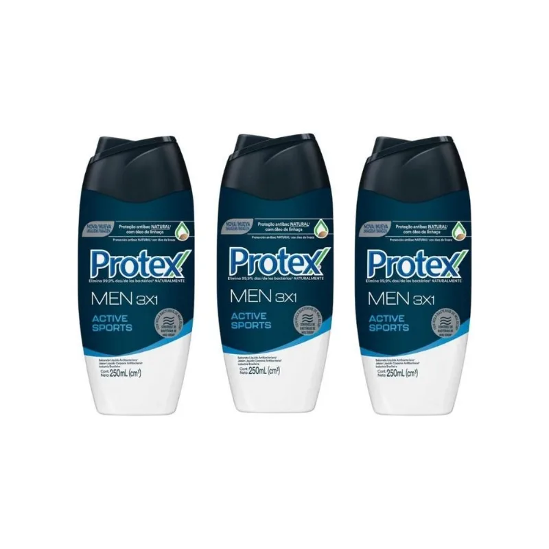 Sabonete Liquido Protex 250Ml For Men Sport - Kit Com 3Un