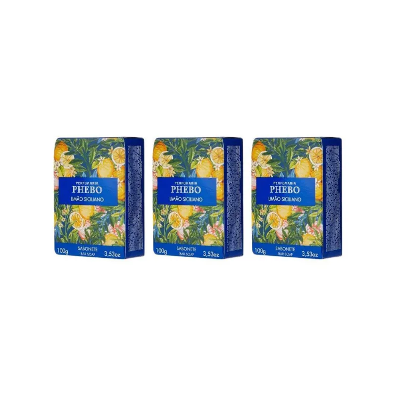 Sabonete Phebo Mediterraneo 100G Limao Siciliano - Kit C/3Un