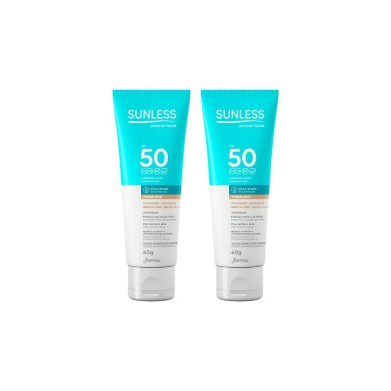 Protetor Solar Sunless Facial F50 Com Base Claro 60G - 2Un - Não Disponível - Beleza E Perfumaria