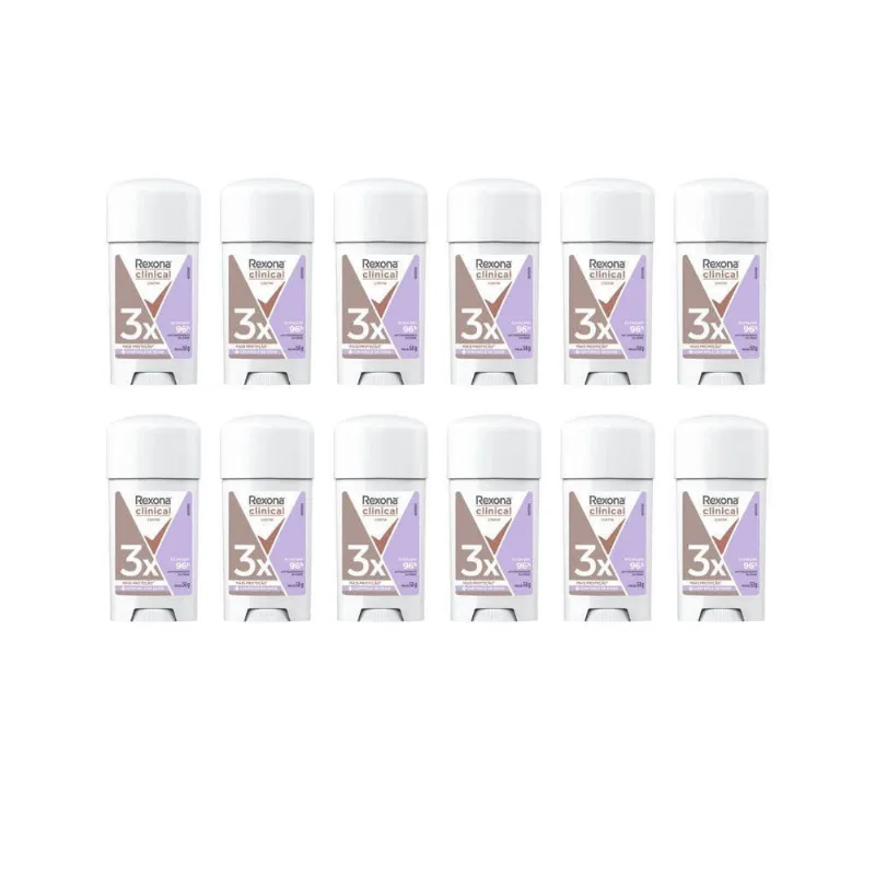 Desodorante Rexona Creme Clinical 58G Fem Extra Dry Kit 12Un