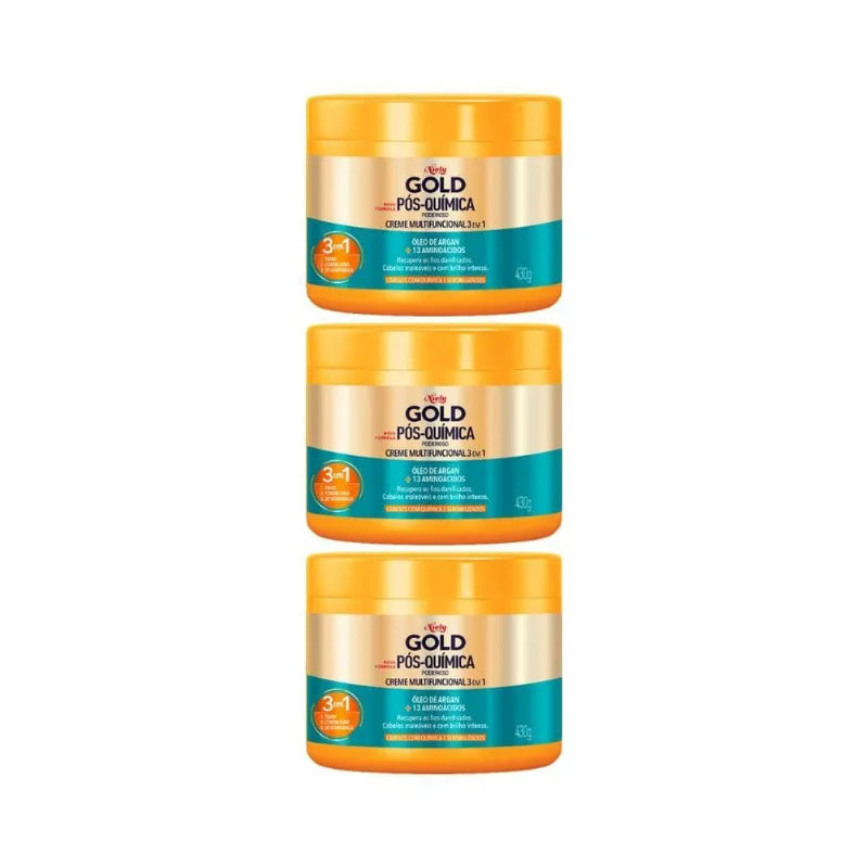Creme De Tratamento Niely Gold 430G Argan Pos Quimica - 3Un