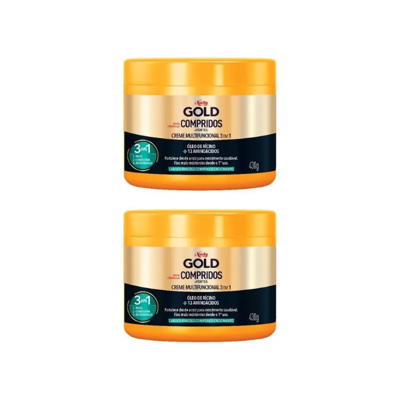 Creme De Tratamento Niely Gold 430G Compridos + Fortes - 2Un