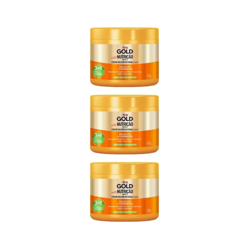 Creme De Tratamento Niely Gold 430G Nutriçao Poderosa - 3Un