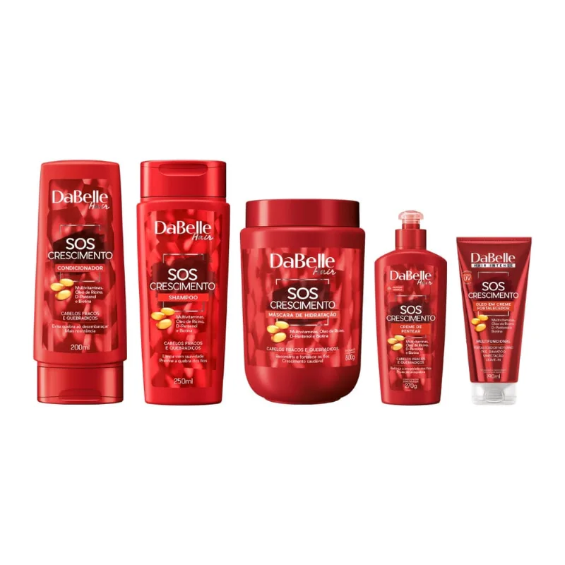 Kit Dabelle Sos Crescimento Sh + Cond + Masc + Óleo Cr + Creme Pent