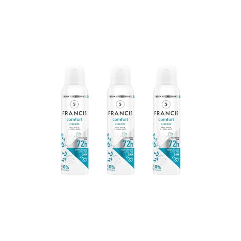 Desodorante Aero Francis Comfort Algodão 150ml-Kit C/3un