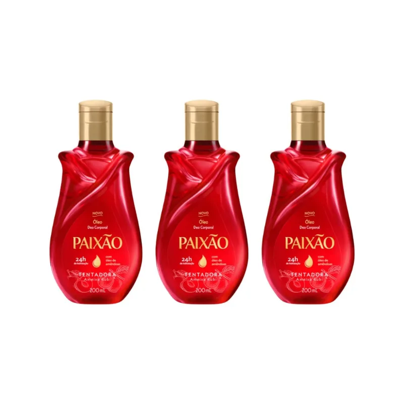 Oleo Corporal Paixao 200ml Paixão Tentadora-Kit C/3un