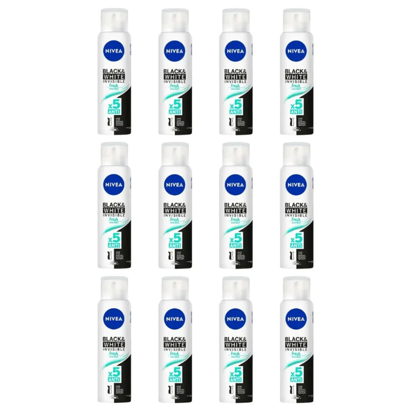Desodorante Aero Nivea 150ml Mas Black White Invi Fresh-12un