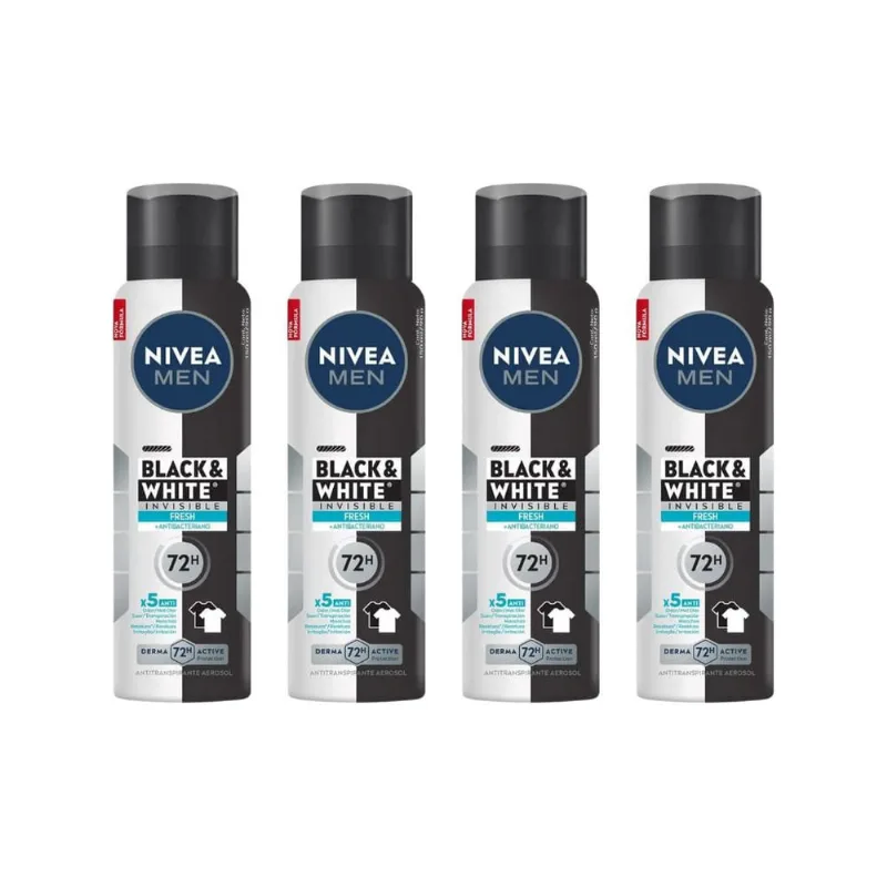 Desodorante Aero Nivea 150ml Masc Black White Invi Fresh-4un