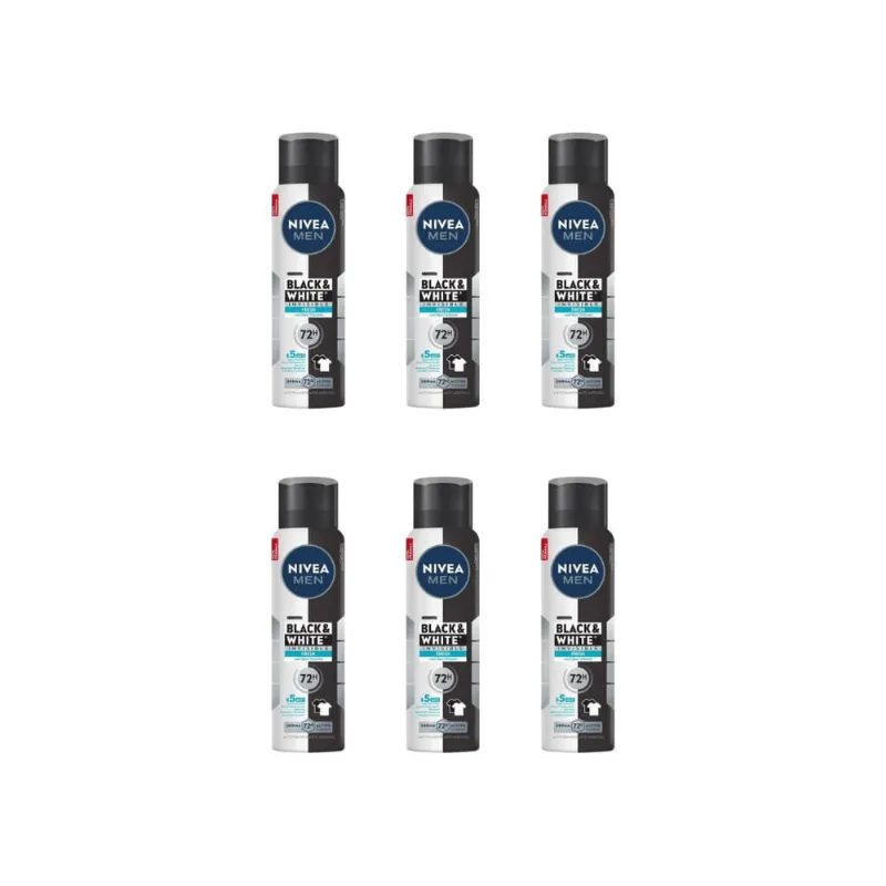Desodorante Aero Nivea 150ml Masc Black White Invi Fresh-6un