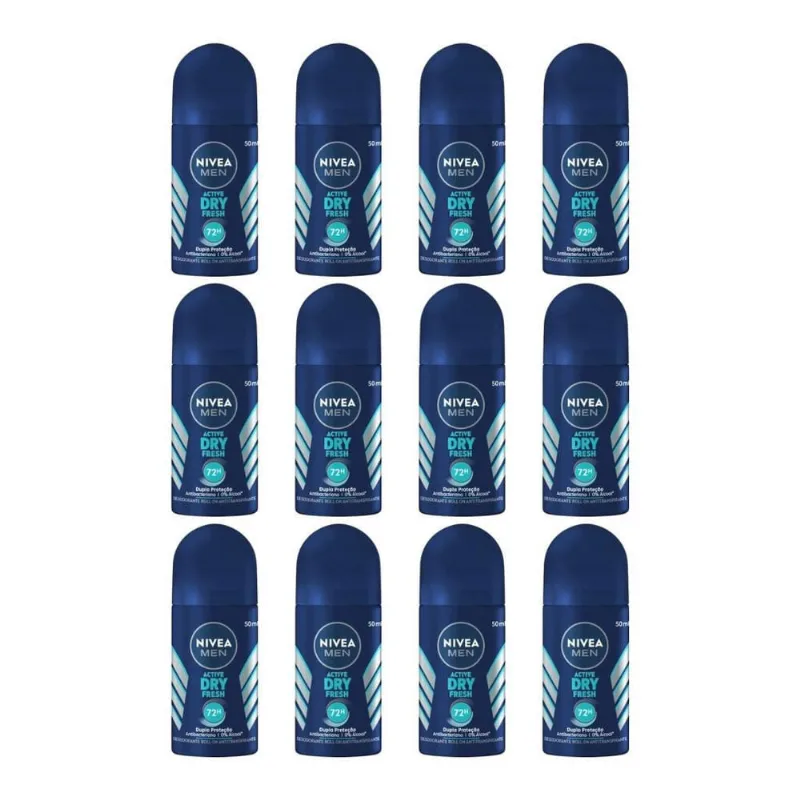 Desodorante Roll-On Nivea 50Ml Masc Dry Fresh - Kit Com 12Un
