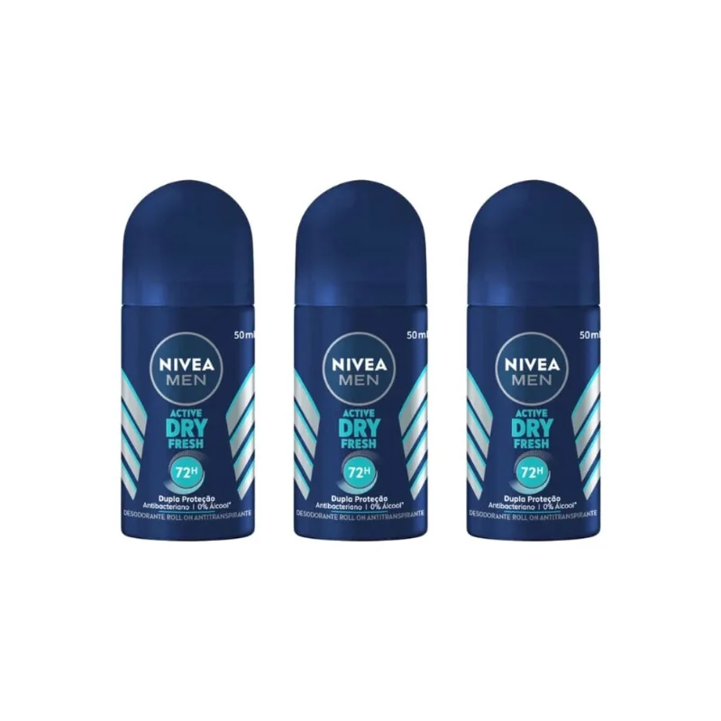 Desodorante Roll-on Nivea 50ml Masc Dry Fresh - Kit c/ 3un