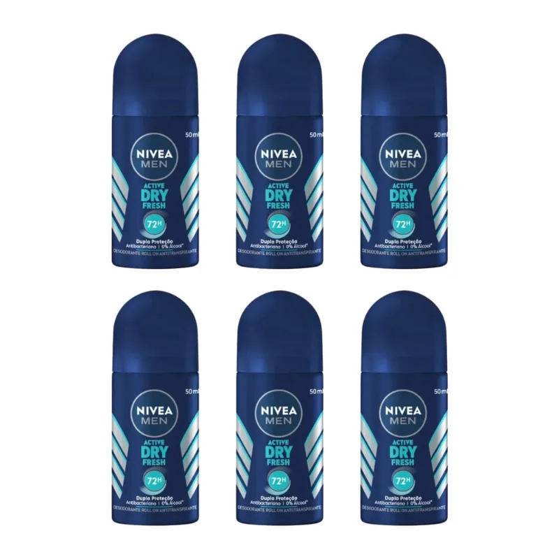 Desodorante Roll-on Nivea 50ml Masc Dry Fresh - Kit c/ 6un