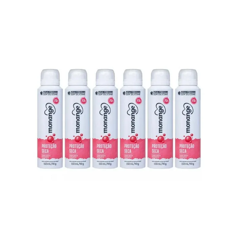 Desodorante Aero Monange 150Ml Protecao Seca - Kit C/6Un