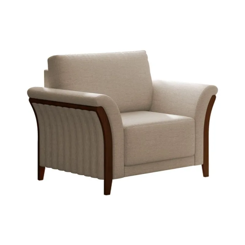 Poltrona Decorativa Perry Sala de Estar Linho com Assento D-26 Confortável Bege Sallar Home - OUTRAS MARCAS