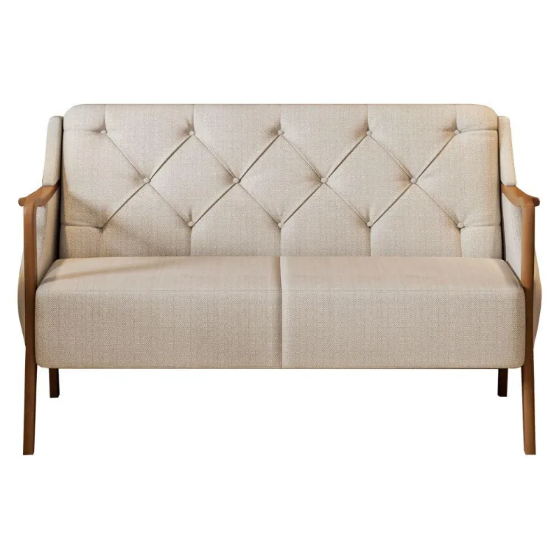 Sofá Zoe 2 Lugares 135CM Off White e Bege Linho Moderno Sallar Home