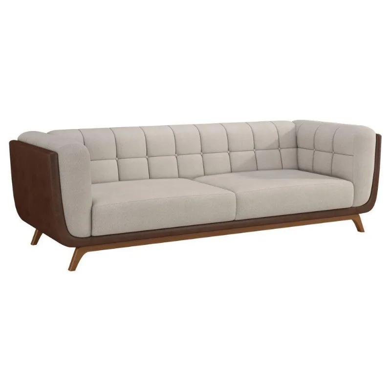 Sofá Coin 2 Lugares 180CM Marrom e Off White Courino Sallar Home