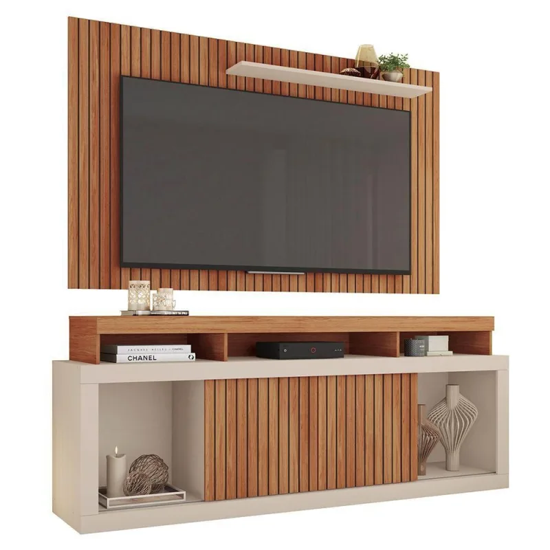 Painel com Rack Paris para TV 60" 180CM MDF-MDP com Nicho Sallar Home - OUTRAS MARCAS - Móveis