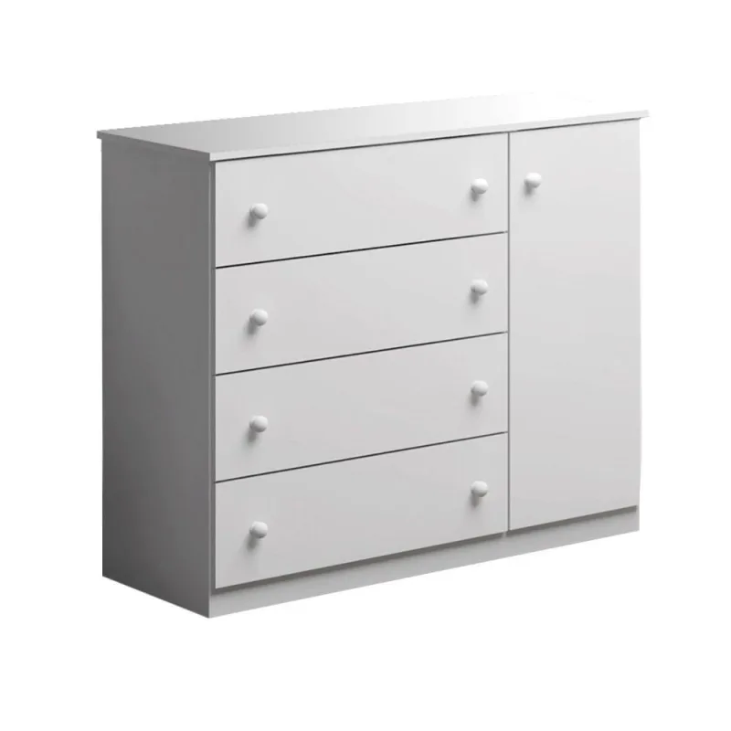 Cômoda Infantil Tais 4 Gavetas MDF Puxador PVC Branco Brilho Sallar Home - OUTRAS MARCAS - Móveis