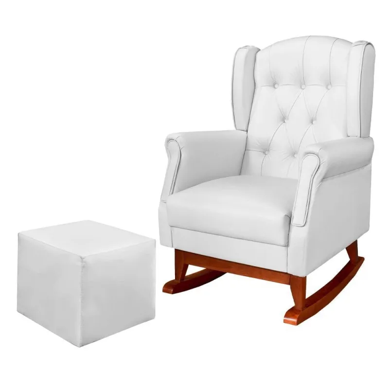 Poltrona de Amamentação Inês Reclinável Corino Confortável Branco Sallar Home - OUTRAS MARCAS - Agro