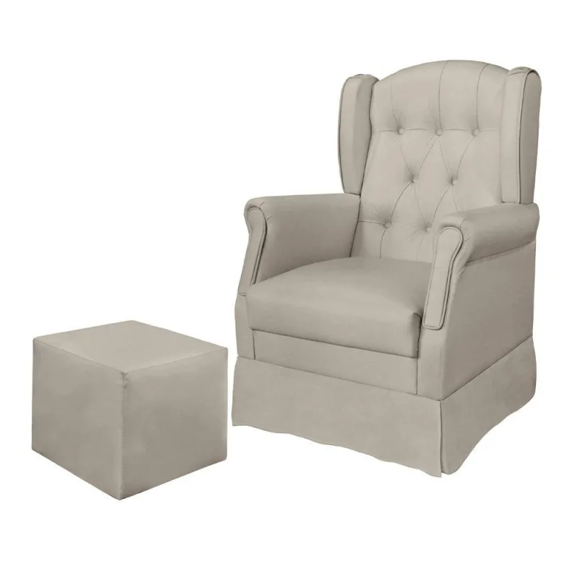 Poltrona de Amamentação Inês com Balanço Reclinável Suede Confortável Bege Sallar Home - OUTRAS MARCAS