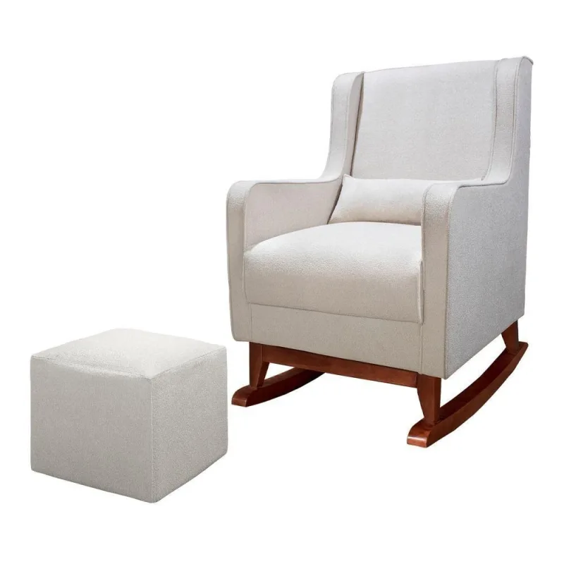 Poltrona de Amamentação Emma com Balanço Suede Confortável Bege Sallar Home - OUTRAS MARCAS