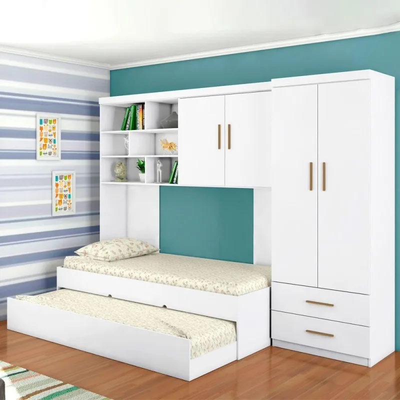 Jogo de Quarto Infantil Theo 2 Portas MDP 73CM Branco Theo Móveis - OUTRAS MARCAS