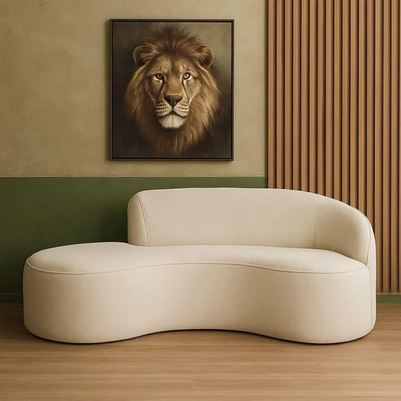 Sofá Mavie Curvo 3 Lugares com Chaise 180CM Off White Sofá Home - OUTRAS MARCAS - Móveis