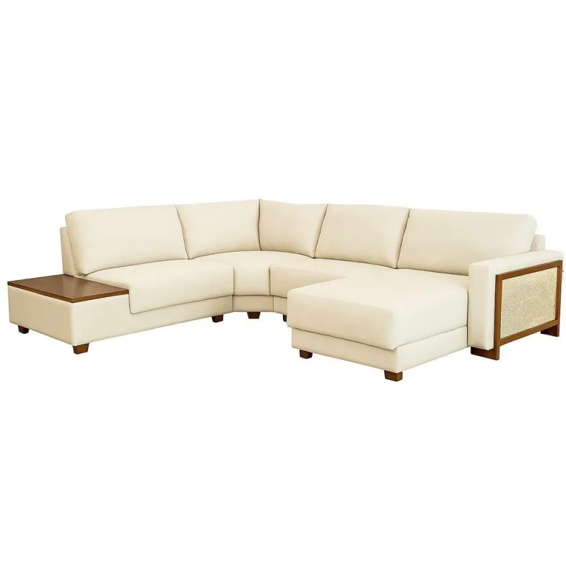 Sofá de Canto Londri 3 Lugares 260CM com Chaise Off White Linho Londri Química - OUTRAS - Móveis