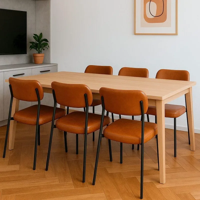 Cadeira Lilly Estrutura em Madeira Courino Caramelo Sallar Home - OUTRAS MARCAS - Móveis