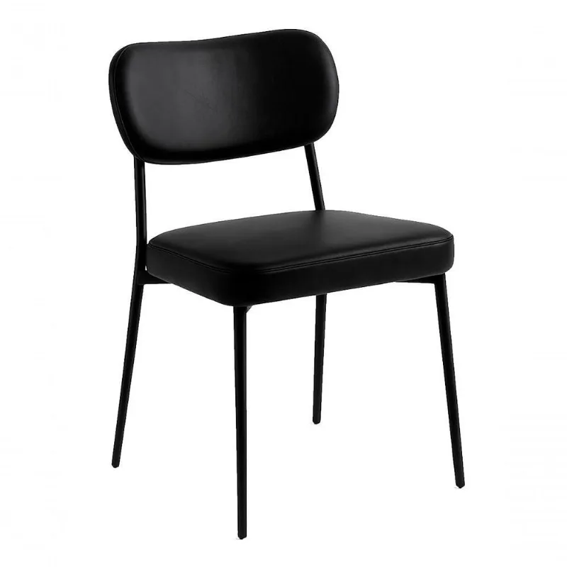 Cadeira Lilly com Estrutura de Madeira e Courino Preto Sallar Home