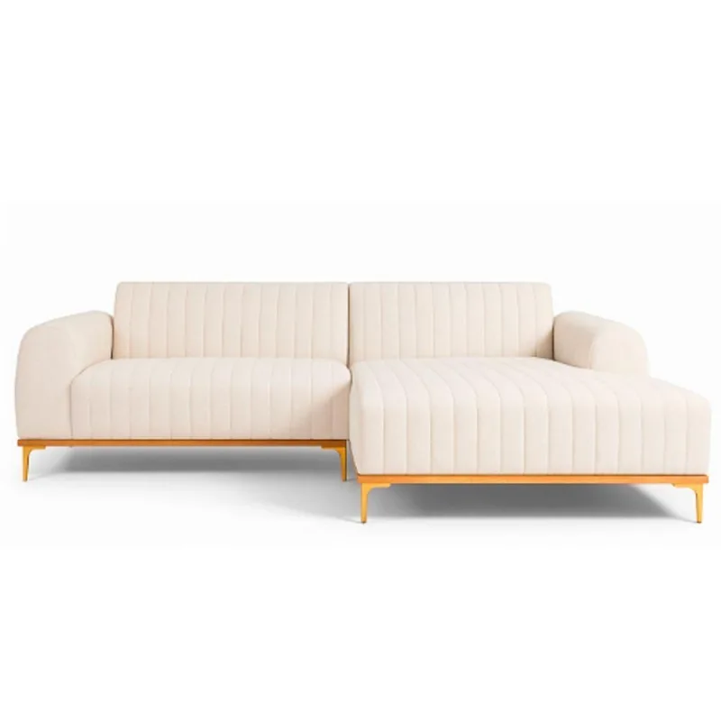 Sofá com Chaise Cocie 3 Lugares Retrátil 230CM Off White Sofá Home - OUTRAS MARCAS - Agro