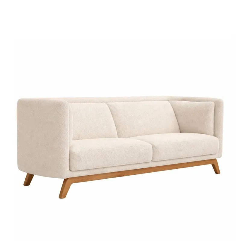 Sofá Oslo 2 Lugares 180CM Off White Bouclé Estrutura Madeira SAL Movelaria - OUTRAS - Móveis