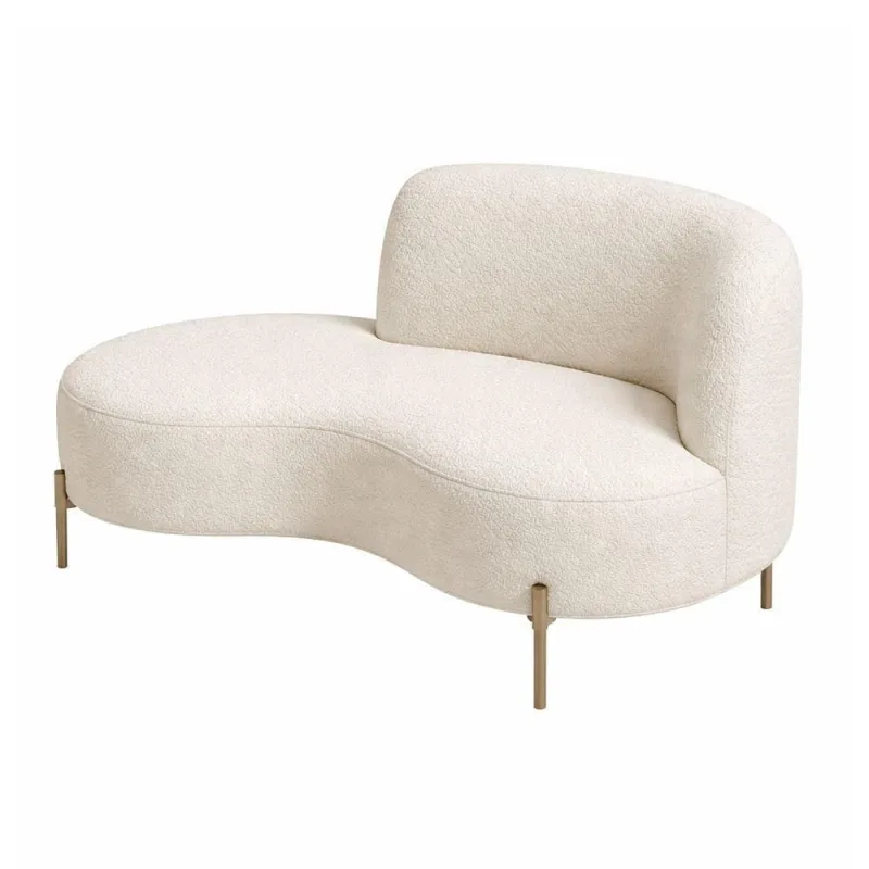 Sofá Curvo Billini 2 Lugares 150CM Off White Bouclé Braço Esquerdo Sofá Home - OUTRAS MARCAS