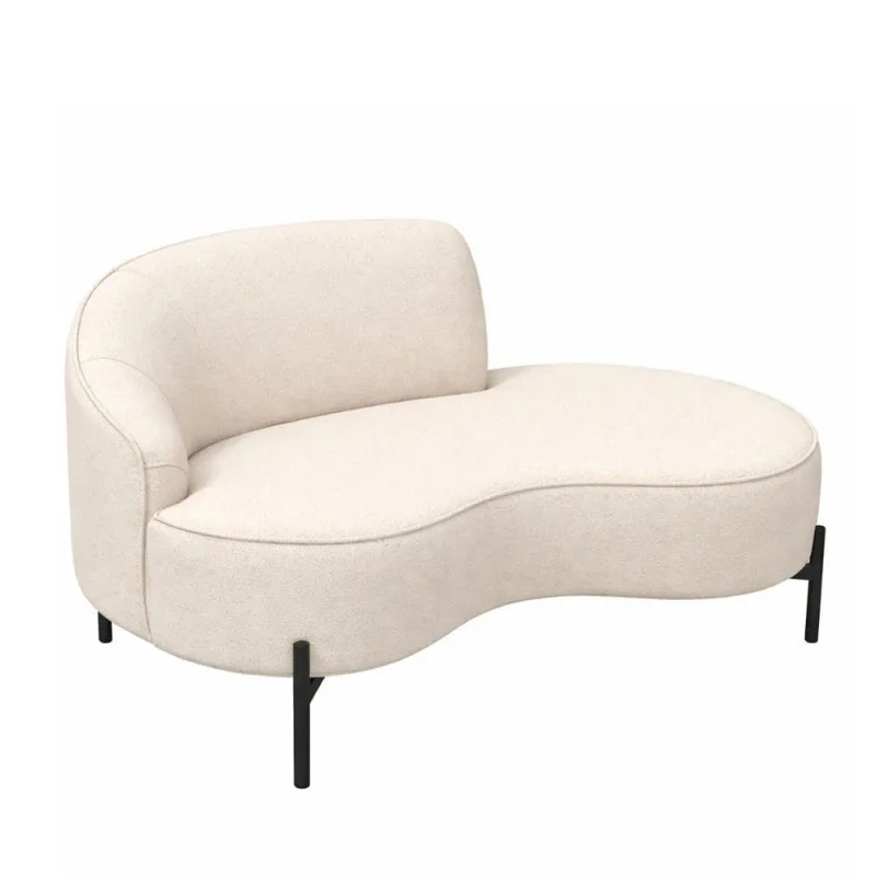 Sofá Curvo Billini 2 Lugares 150CM Off White Bouclé Braço Direito Sallar Home - OUTRAS MARCAS - Agro