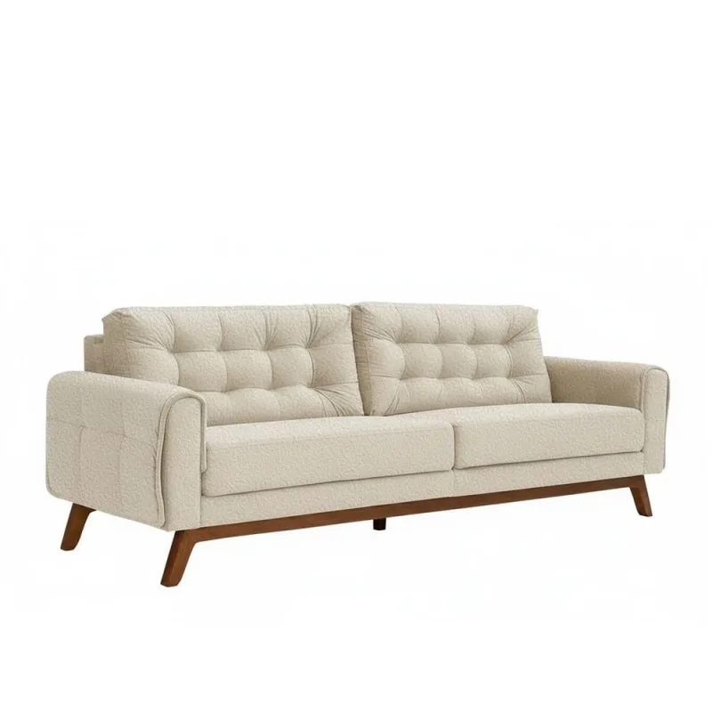 Sofá Clean 2 Lugares Fixo 150CM Off White Bouclé SAL Movelaria - OUTRAS - Agro