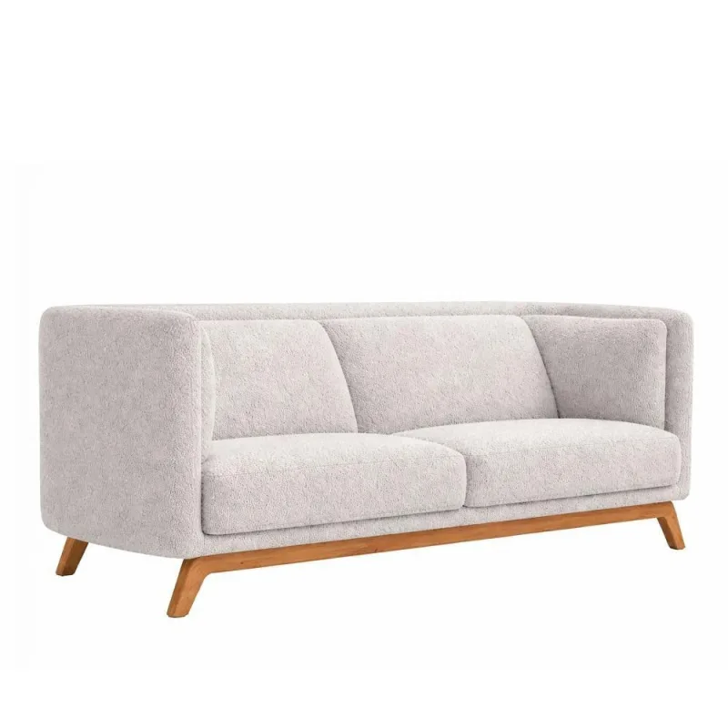Sofá Oslo 3 Lugares 230CM Cinza Bouclé Base Madeira Estilo Contemporâneo Sofá Home - OUTRAS MARCAS - Agro