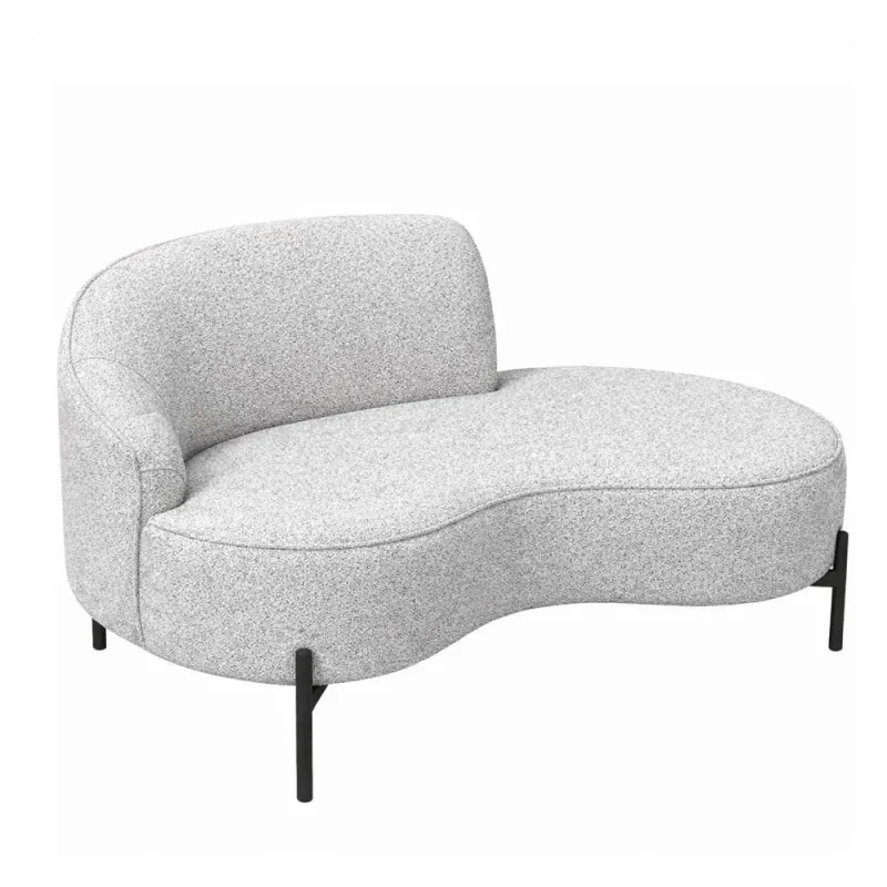 Sofá Curvo Billini 2 Lugares 180CM Cinza Bouclé Braço Direito Sallar Home - OUTRAS MARCAS - Móveis