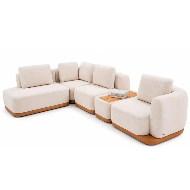 Sofá de Canto Sofá Espanhol 6 Lugares com Chaise 362CM Caramelo Sala Nobre - OUTRAS