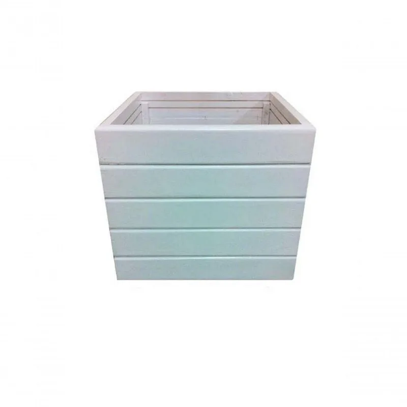 Vaso Madeira Rústico Não é Segredo Branco 40x36