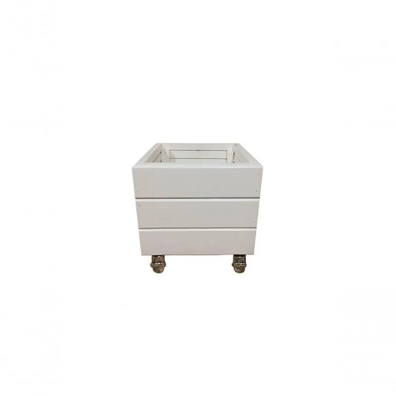 Vaso Madeira Rústico Não é Segredo Branco Rodinha 25x26