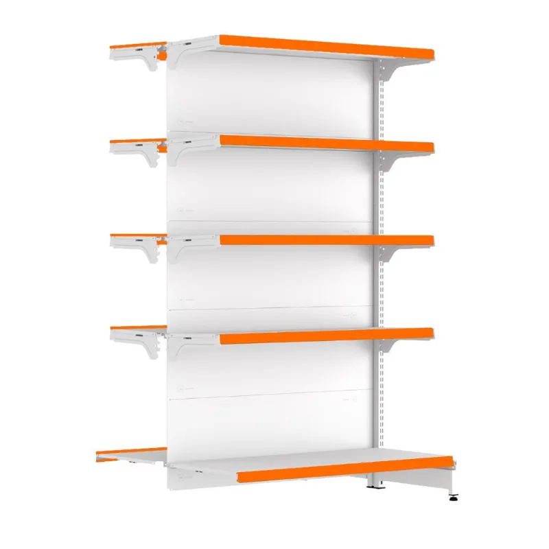 Gondola Centro 170 fit Continuação Branco 10 Bandeja Pe Laranja