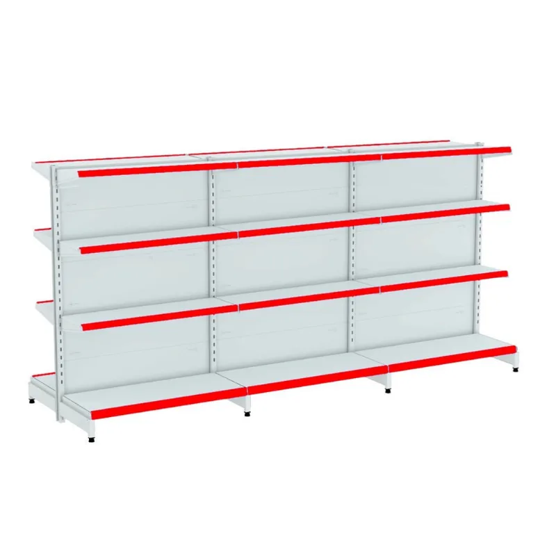 Gondola Centro 137 Fit Ate 3 Metros Branco 24 Bandeja Pe Vermelho